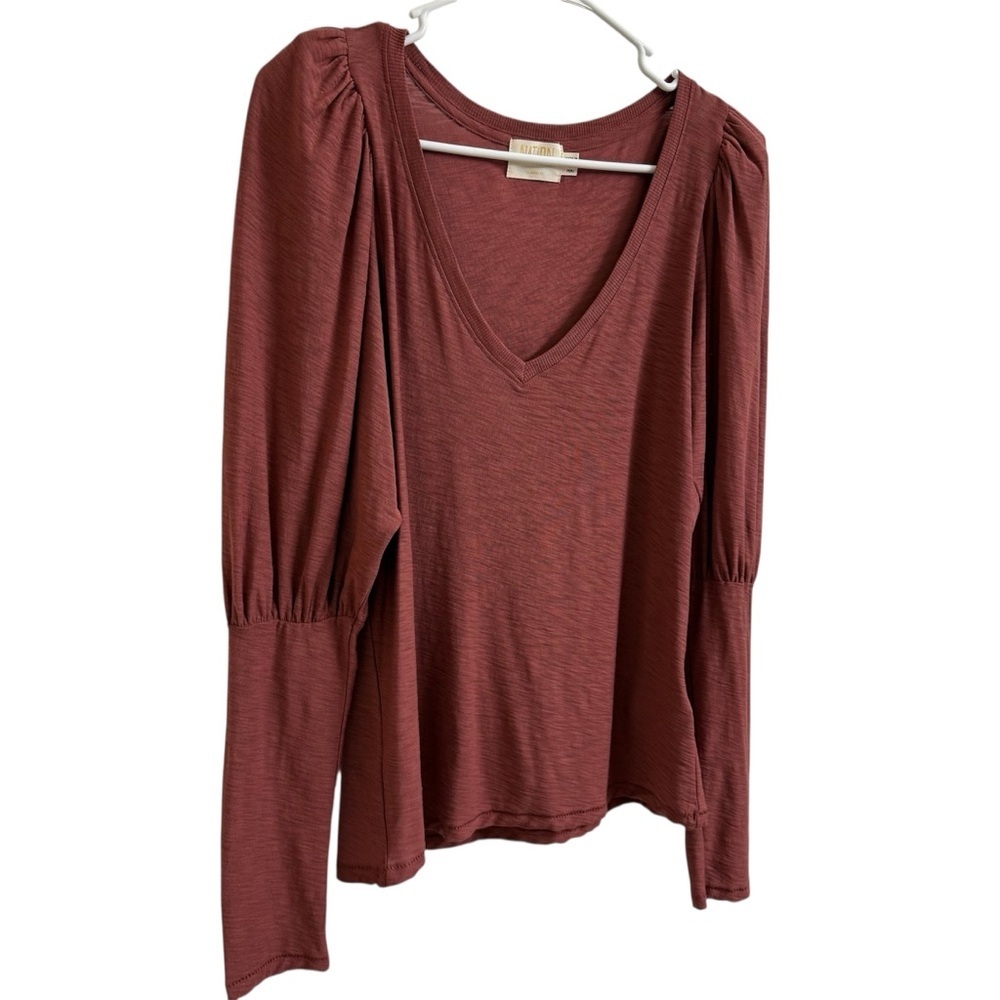 Anthropologie Nation LTD Emilia Rusted Rose V Neck Drama Puff Sleeve Top Size M - Picture 5 of 13